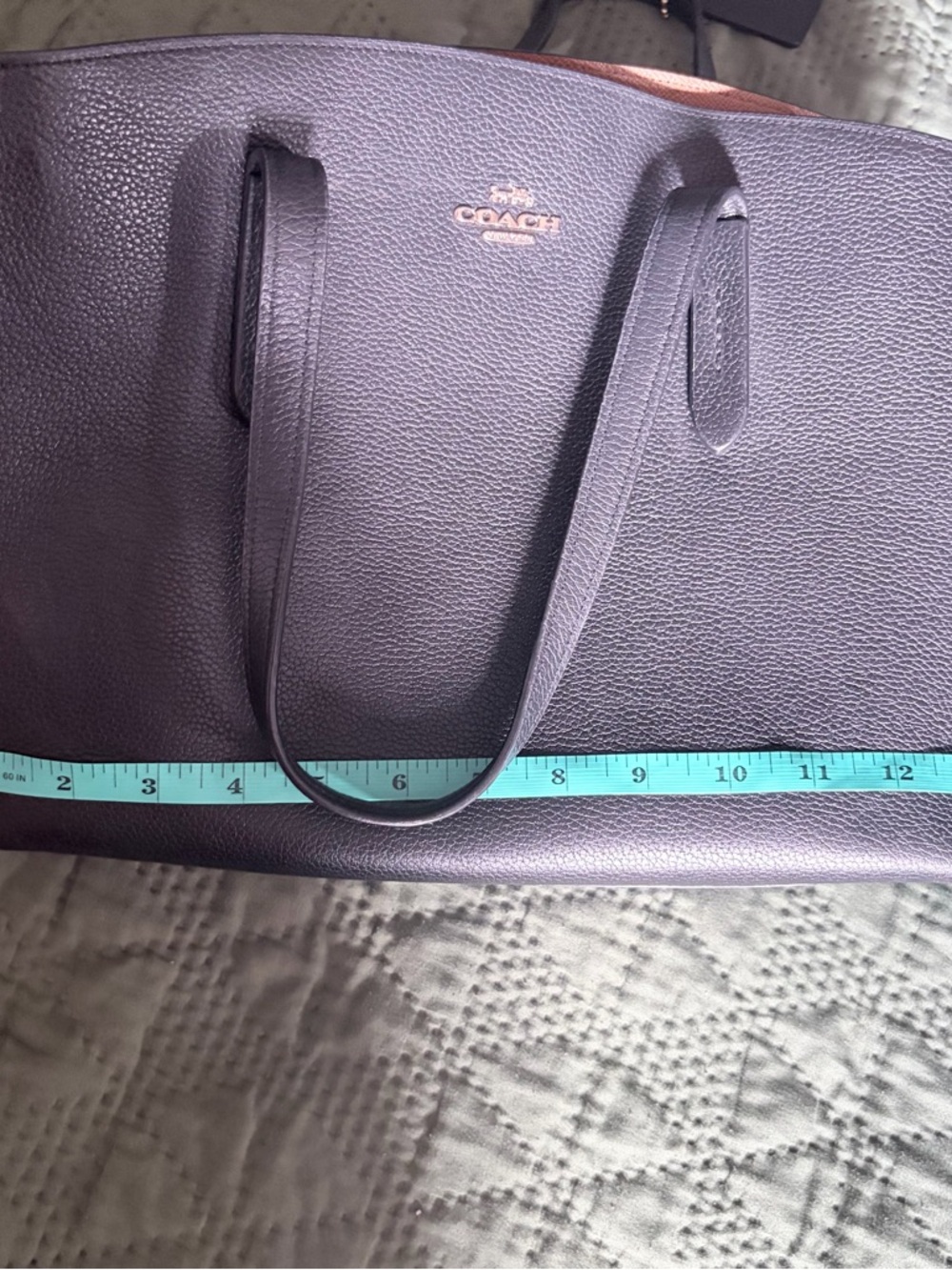 Coach Black Polished Pebble Leather Charlie Carryall Tote 25137 - Picture 12 of 13